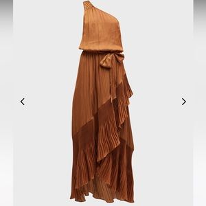Ramy Brook Nadine Pleated Asymmetric Maxi Dress